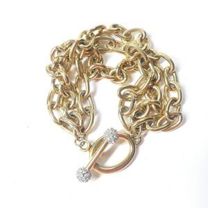 Givenchy Bracelet 3 Strand Gold Chunky Chain Toggle Clasp Vintage Signed